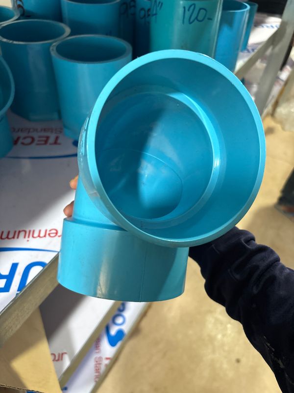 ข้องอ 4" บาง 90° PVC สีฟ้า