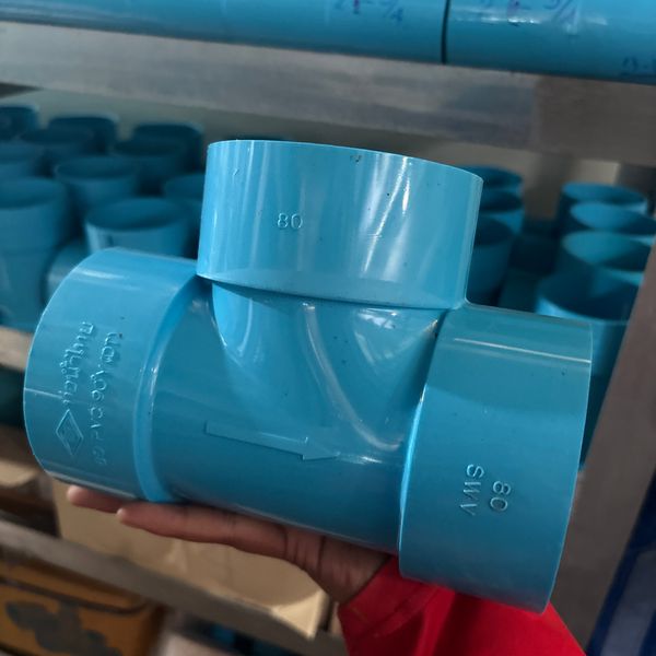 สามทาง 3" PVC บาง สีฟ้า