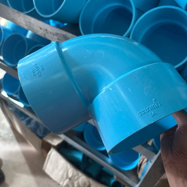 ข้องอ 5" บาง 90° PVC สีฟ้า