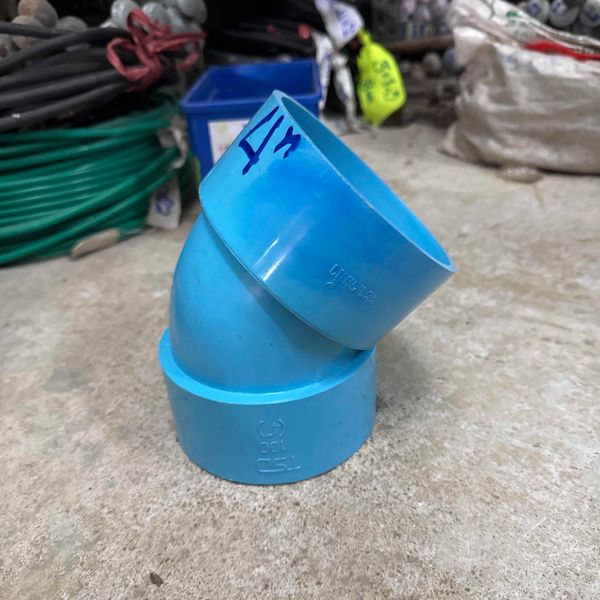 ข้องอ 4" 45° PVC สีฟ้า บาง
