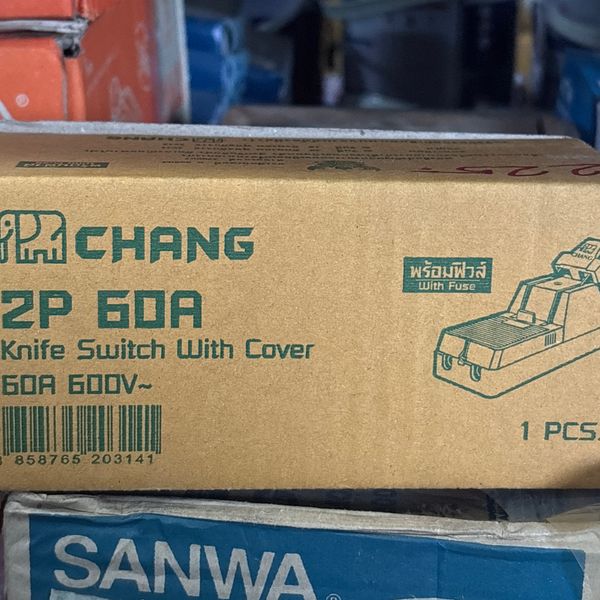 คัทเอาท์ 2P 60A เหลี่ยม ตรา ช้าง