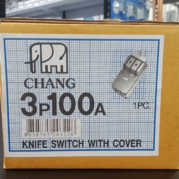 คัทเอาท์ 3P 100A เหลี่ยม ตรา ช้าง