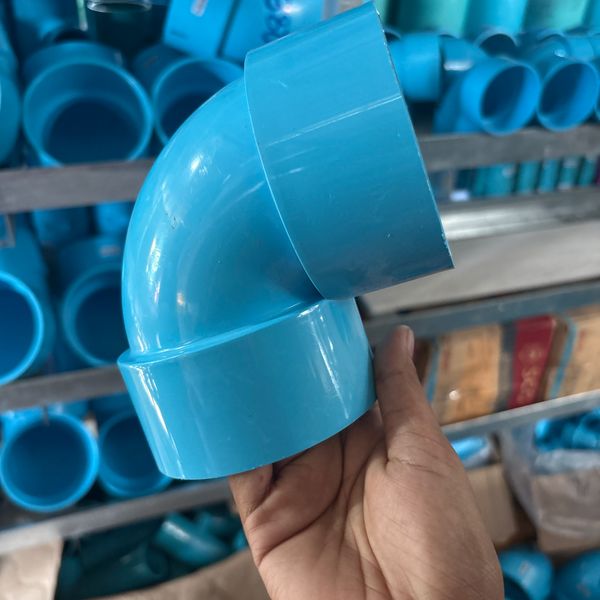 ข้องอ 3" บาง 90° PVC สีฟ้า