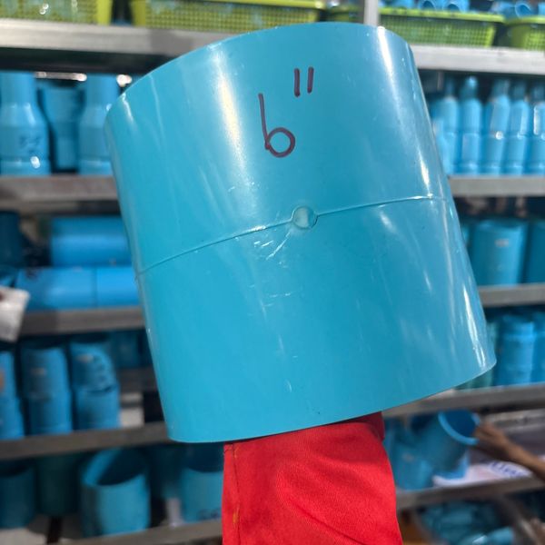 ข้อต่อตรง 6" PVC สีฟ้า บาง