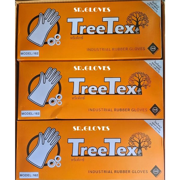 ถุงมือยาง  หนา TREETEX  #9 .1/2  (142) สีดำ