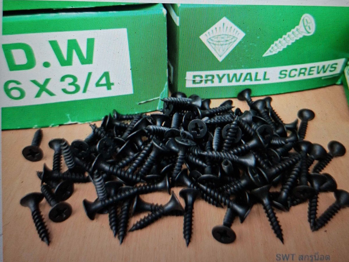 (F)สกรูเกลียวยิงฝ้า 6*3/4" สีดำ DW