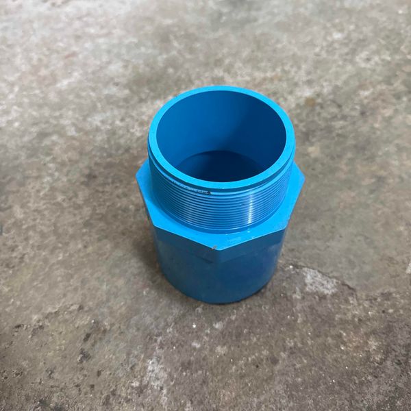 ข้อต่อตรงเกลียวนอก 3" PVC สีฟ้า