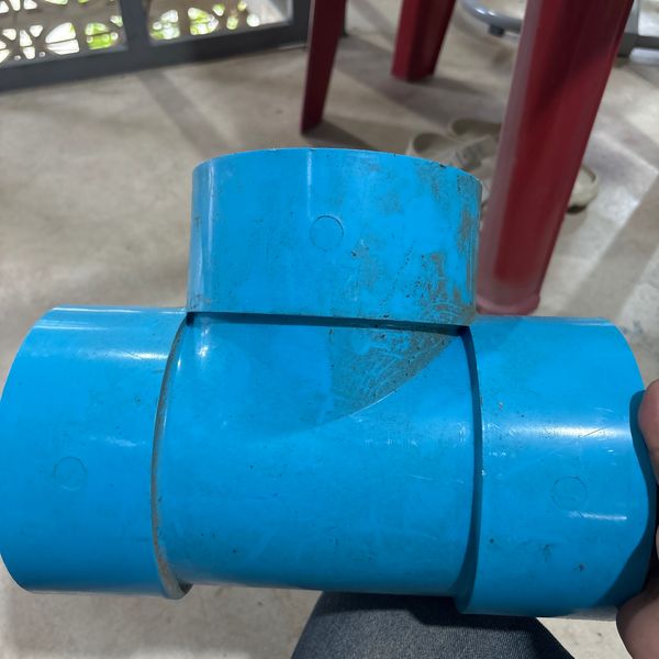 สามทาง 5" PVC บาง สีฟ้า